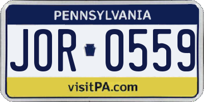 PA license plate JOR0559