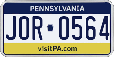 PA license plate JOR0564