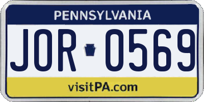 PA license plate JOR0569