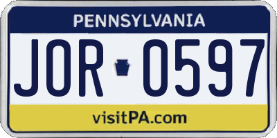 PA license plate JOR0597