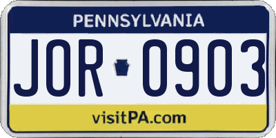 PA license plate JOR0903
