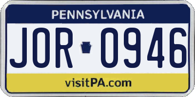 PA license plate JOR0946