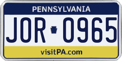 PA license plate JOR0965