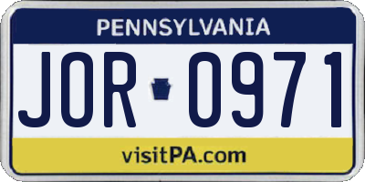 PA license plate JOR0971