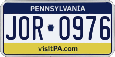 PA license plate JOR0976