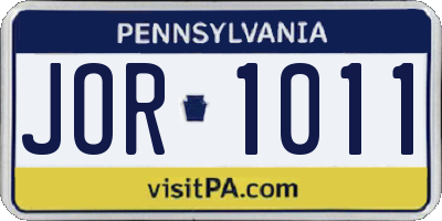 PA license plate JOR1011