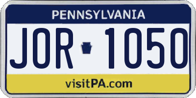 PA license plate JOR1050
