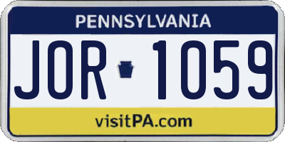 PA license plate JOR1059