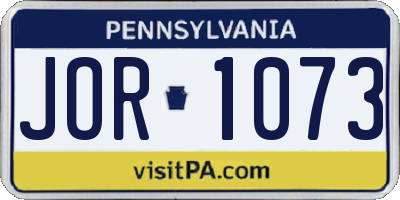 PA license plate JOR1073