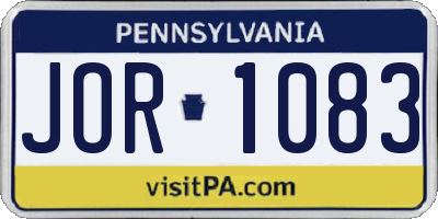 PA license plate JOR1083
