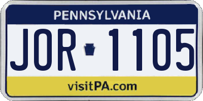 PA license plate JOR1105