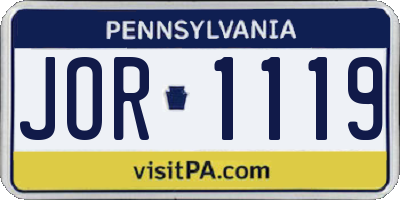PA license plate JOR1119