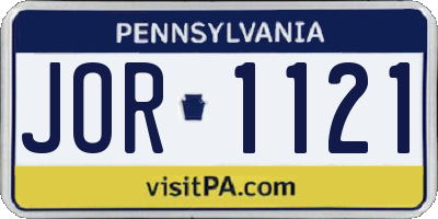 PA license plate JOR1121