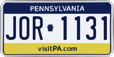 PA license plate JOR1131