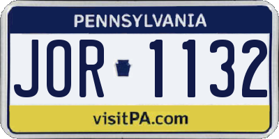 PA license plate JOR1132