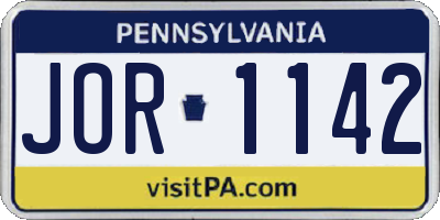 PA license plate JOR1142