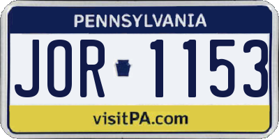 PA license plate JOR1153