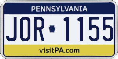 PA license plate JOR1155