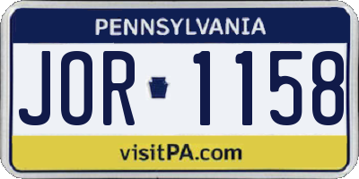 PA license plate JOR1158