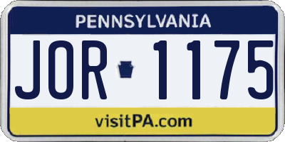 PA license plate JOR1175