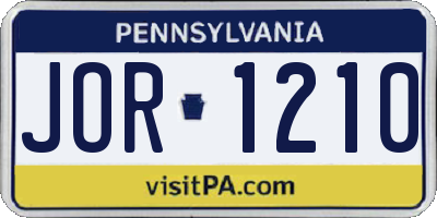 PA license plate JOR1210