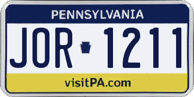 PA license plate JOR1211