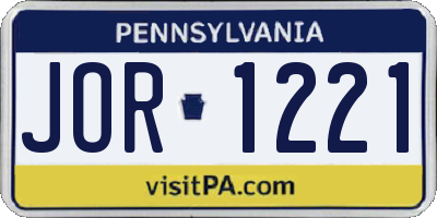 PA license plate JOR1221