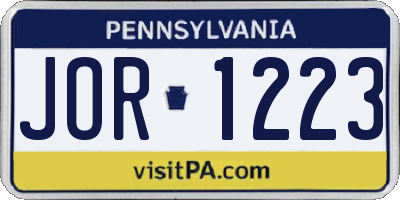 PA license plate JOR1223