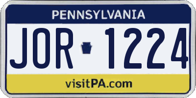PA license plate JOR1224