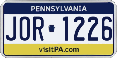 PA license plate JOR1226