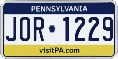 PA license plate JOR1229