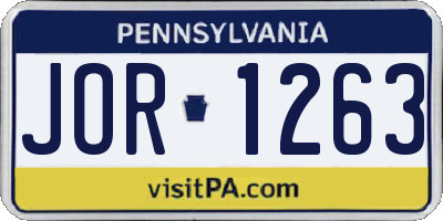 PA license plate JOR1263