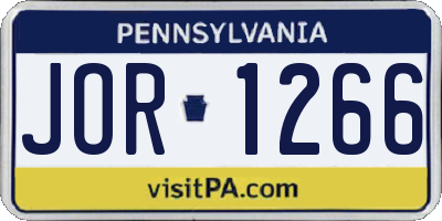 PA license plate JOR1266