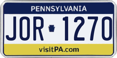 PA license plate JOR1270