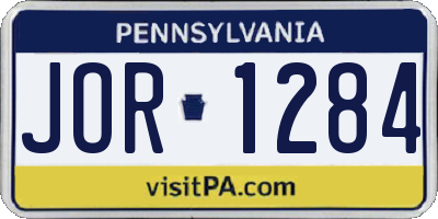 PA license plate JOR1284