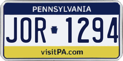 PA license plate JOR1294