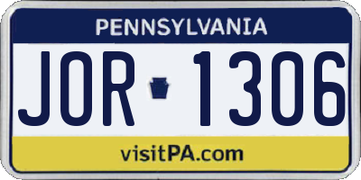 PA license plate JOR1306