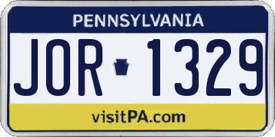 PA license plate JOR1329