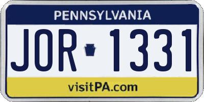 PA license plate JOR1331