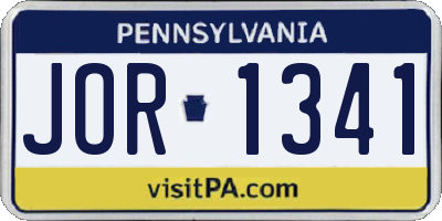 PA license plate JOR1341