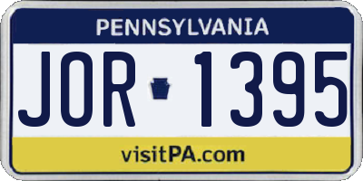 PA license plate JOR1395