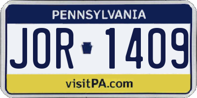 PA license plate JOR1409
