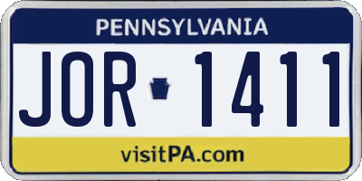 PA license plate JOR1411