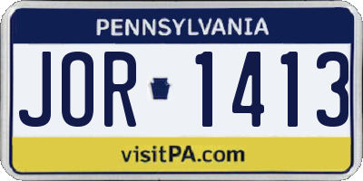 PA license plate JOR1413