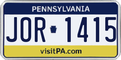 PA license plate JOR1415