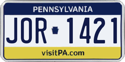 PA license plate JOR1421