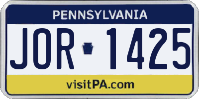 PA license plate JOR1425
