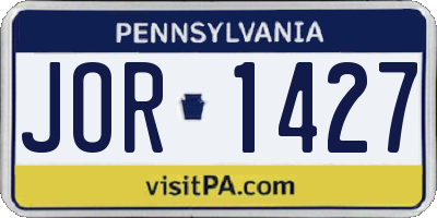 PA license plate JOR1427