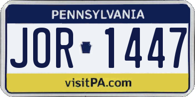 PA license plate JOR1447