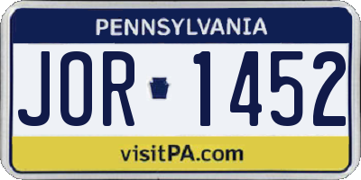 PA license plate JOR1452